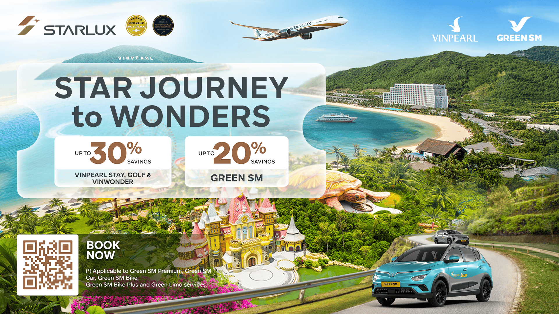 Enjoy a perfect vacation with STARLUX, Vinpearl & Green SM - Up to 30% off